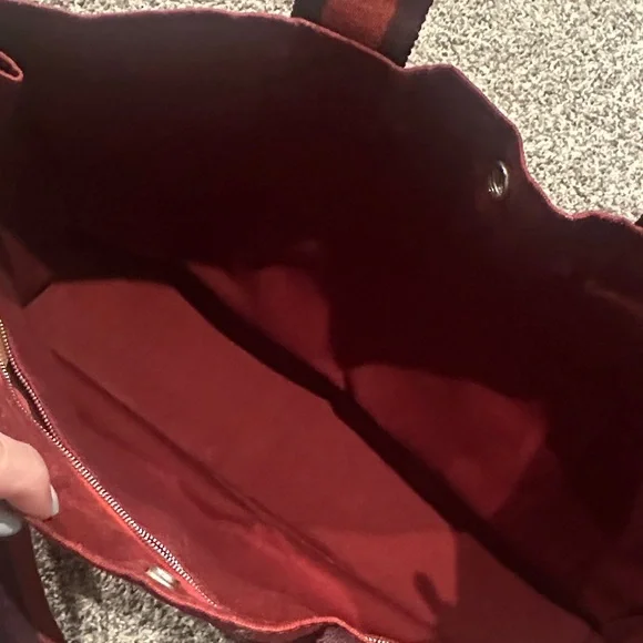 Hermes Red Canvas Tote Bag - Picture 4 of 13